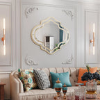 LUVODI Irregular Silver Wall Mirror with Golden Rim Decorative Home Accents for Entryway And Fireplace Hanging
