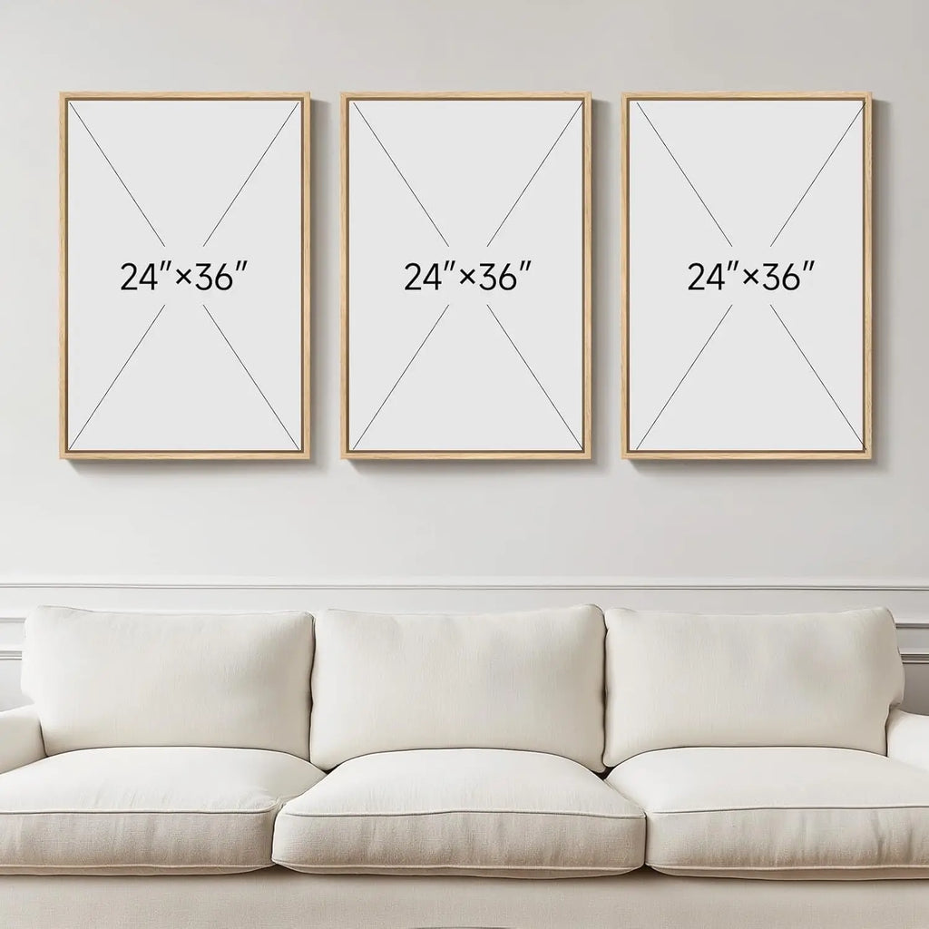 Set of 3 Framed Sage Green Calming Abstract Landscape Canvas Wall Art Prints 24 X 36 Inch, Neutral Tone Wall Decor for Hallway Dining Room Bedroom Office Indoor Home Display