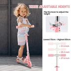 Two Wheel Scooter for for Kids Adults 3-8+,Kick Scooters with Light-Up ABEC-10 Wheels Folding Kick Scooter with 3 Levels Adjustable Handlebar and Rear Brake for Girls Boys,Lightweight