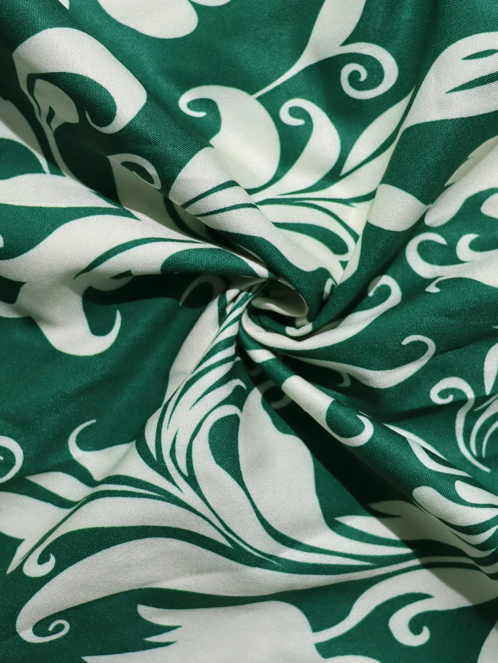 2-Piece Dark Green Round Neck Pleated Sleeveless Top Baroque Floral Print Wide Leg Pants Luxury Feel Women Office Commute Outfit