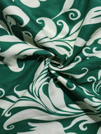 2-Piece Dark Green Round Neck Pleated Sleeveless Top Baroque Floral Print Wide Leg Pants Luxury Feel Women Office Commute Outfit