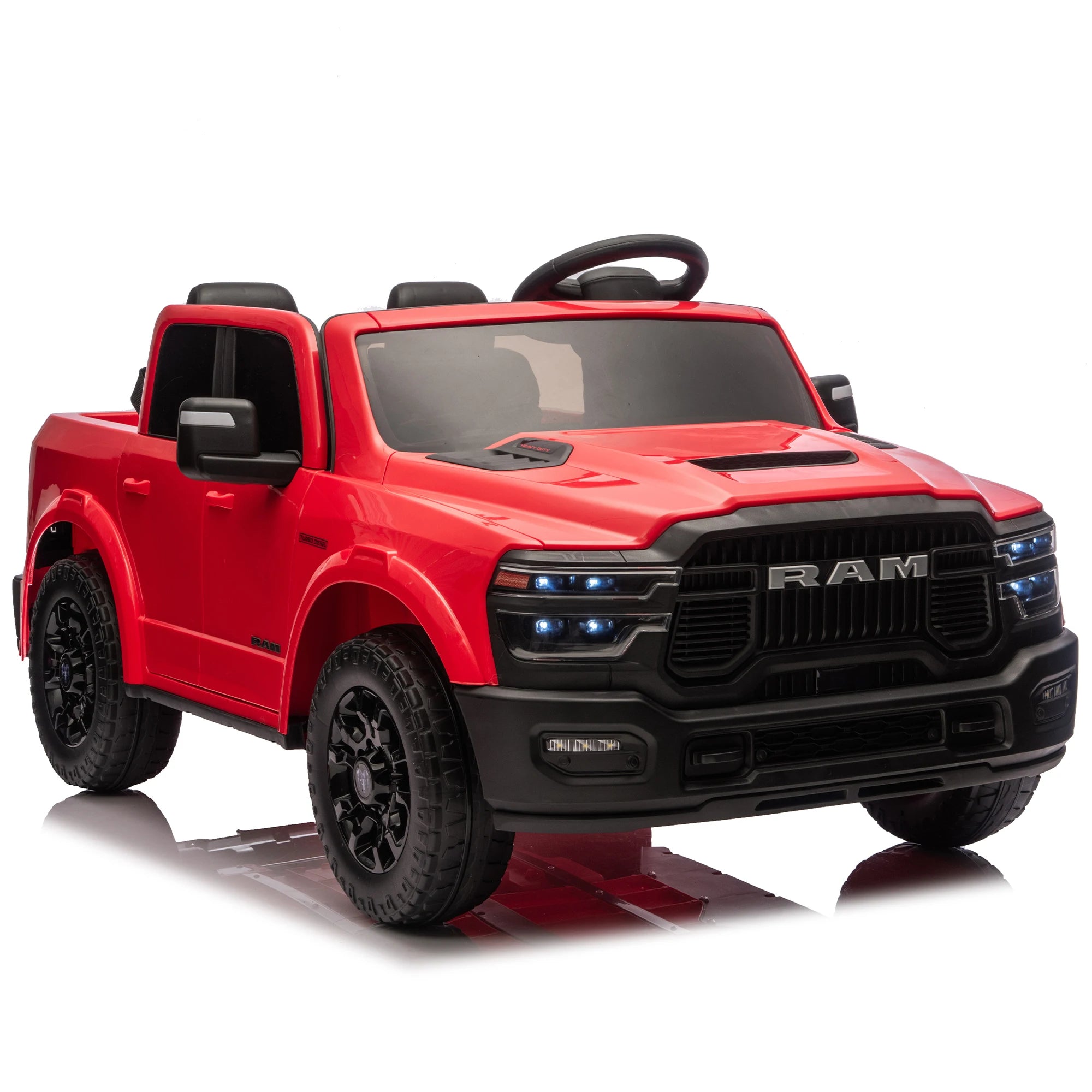 24V 160W Kids Ride on Electric Truck with Parent Remote Control Suspension LED Lights Bluetooth Music Storage Red Tan Cars
