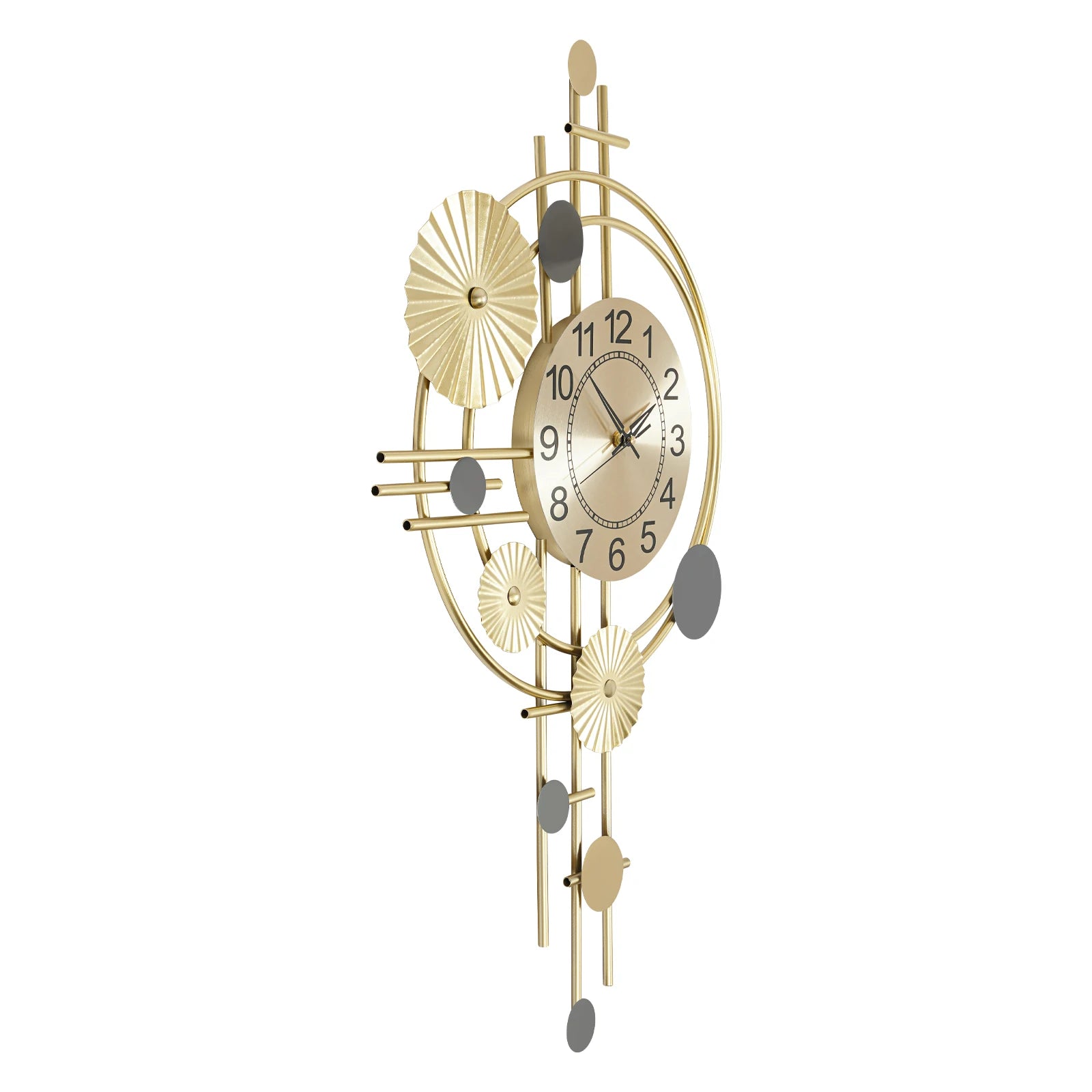 Metal Wall Clock, Luxury Decorative Art Clock, Battery Powered Round Wall Decor Silent Clocks 17.72*30.71in for Home Living Room Bedroom Kitchen Office Decor