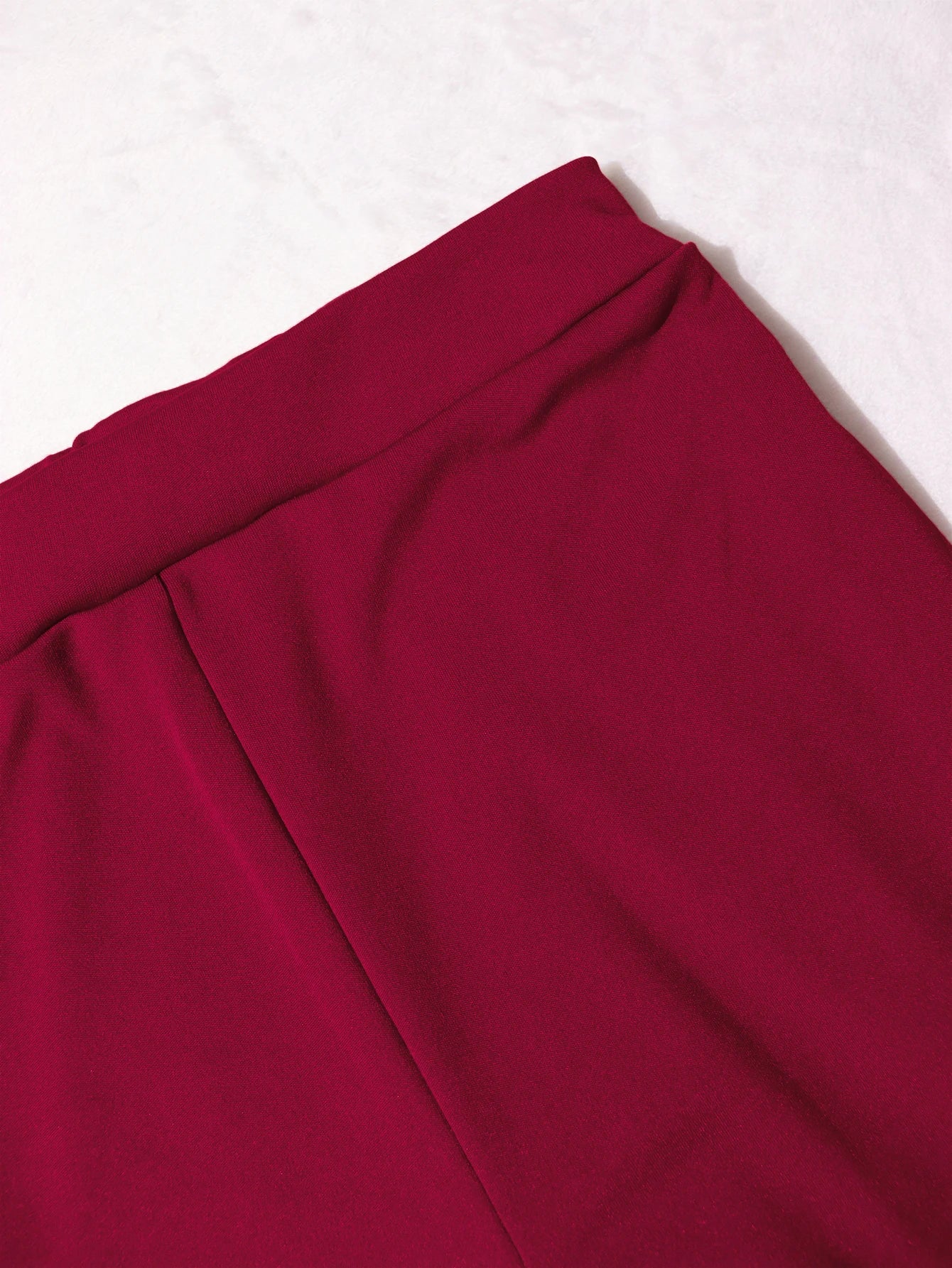2-Piece Wine Red Halter Neck Ruffle Chiffon Top Wide Leg Pants Elegant Women Party Banquet Outfit