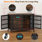 Dog Crate Furniture with Casters,Heavy Duty Dog Kennel Indoor for Large and Medium Dogs,Decorate House as TV Stand,Bedside Table