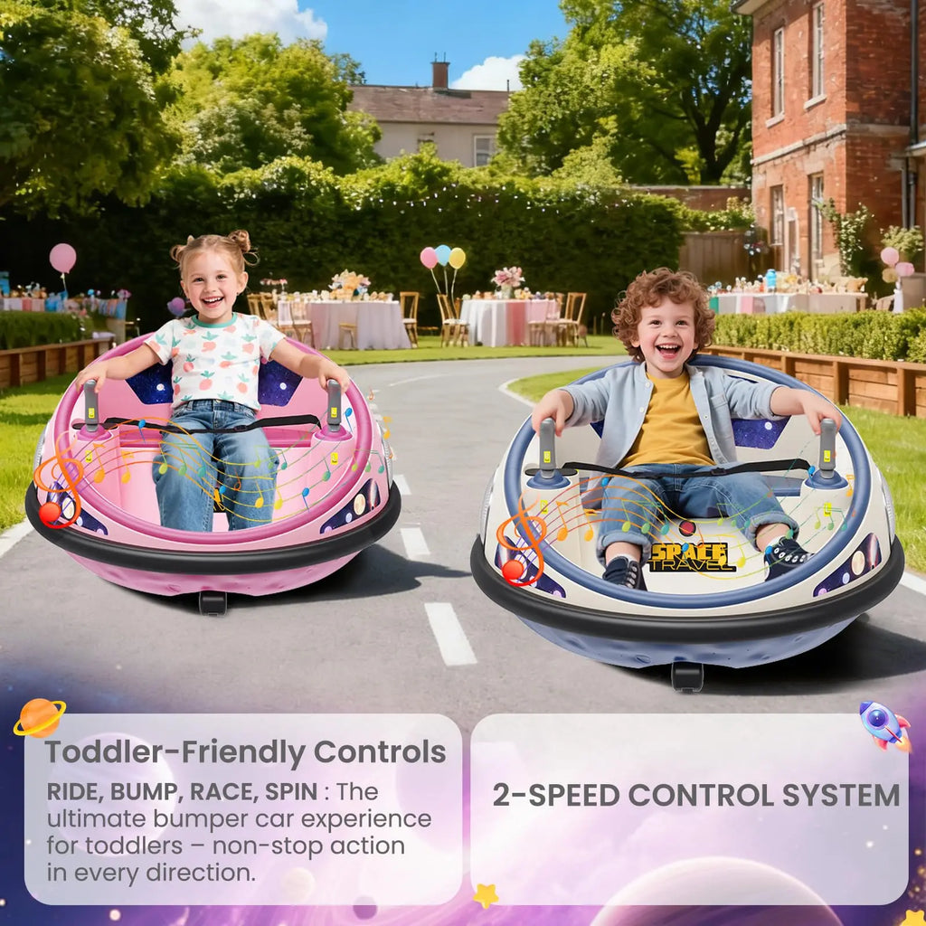 12V Kids Electric Bumper Car With Remote Control, 360° Spin, LED Light, Soft Bumpers, Rechargeable Ride-On Toy For Indoor Outdoor