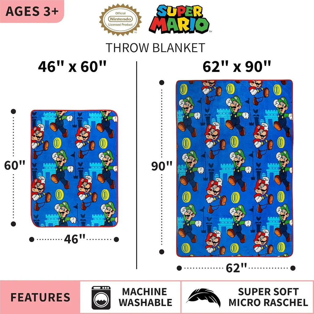 Super Soft Plush Throw Blanket 46x60 Inch for Kids, Cozy Micro Raschel Blanket for Couch