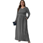 Womens Plus Size Maxi Dresses for Curvy Women Fall 2025 Casual Long Sleeve Long Dress with Pockets 1X-5X