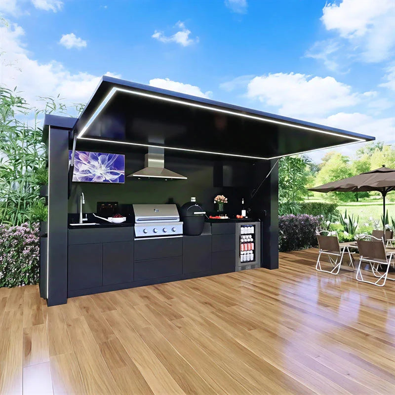 Hot Sale  Capsule House  Outdoor BBQ Modular Kitchen Modern Premium Style with Integrated Cultured Stone Tiny House