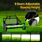 20 Inch 5-Blade Push Reel Lawn Mower with Grass Catcher Manual Push Mower with Adjustable Cutting Height 2.5 Inch Max, 4 Wheels Reel Mower for Small Area Yards (20 Inch)