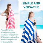 4 Packs Oversized Stripe Beach Towel Thin Terry Set for Women Men 72X40 In Absorbent Big Extra Large XL Clearance Travel FamiliesTowels Accessories Essentials Adults Gift Blue Pink Yellow Green
