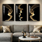 Large Framed Modern Wall Art for Living Room, 3 Piece Black and White Abstract Contemporary Pictures Artwork Decor, Geometric Luxury Bright Style Prints Paintings for Hallway and Office 24x36 Inch