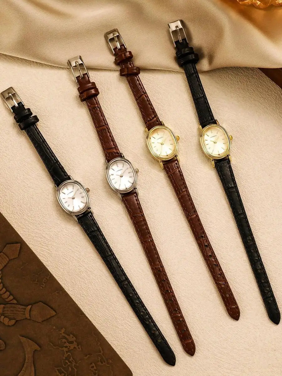 LIANDU LIANDU Vintage Fashion Minimalist Casual Women's Watch, Oval Case, PU Strap, Exquisite Small Dial, Elegant And Charming,