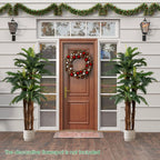 2 Pack Artificial Palm Tree 6. 3 ft Tall Fake Tropical Plant w/ 3 Real Barks