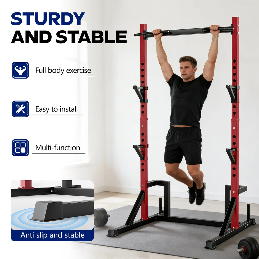 KERDOM Multifunction Power Rack with Pull up Bar, Heavy Capacity 360kg, Height Adjustable Squat Stand Rack for Home Gym Equipment, Power Tower Pull Up Dip Station Training Fitness Equipment for Home Outdoor Muscles Trainer, B