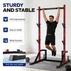 KERDOM Multifunction Power Rack with Pull up Bar, Heavy Capacity 360kg, Height Adjustable Squat Stand Rack for Home Gym Equipment, Power Tower Pull Up Dip Station Training Fitness Equipment for Home Outdoor Muscles Trainer, B