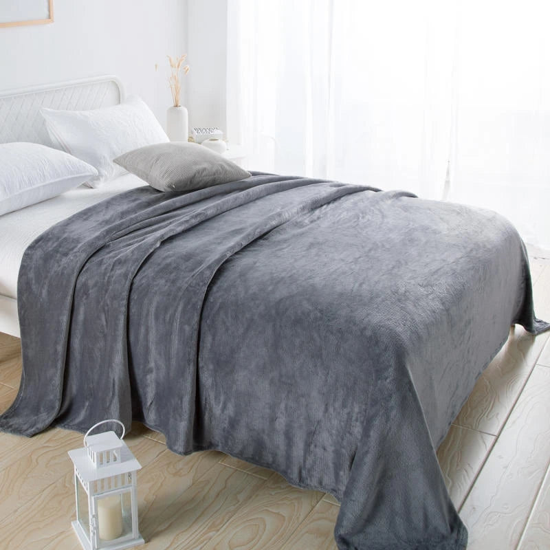 Solid Color Flannel Throw Blanket, Multi-Purpose Soft Skin-Friendly Warm Cozy Blanket for Bedroom Living Room Office Couch Sofa Bed Decor