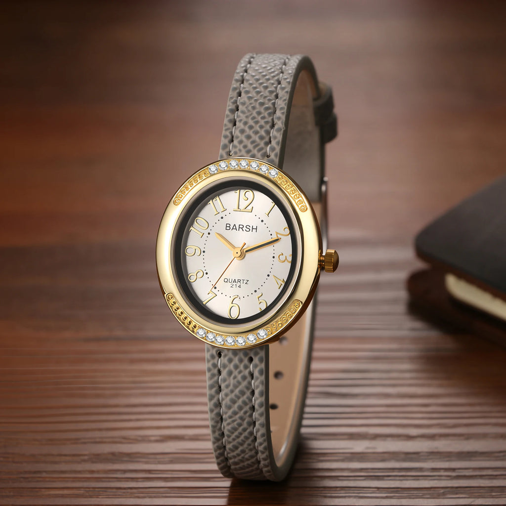 Women's Small Dainty Oval Watch Rhinestone Crystal Studded Bezel PU Leather Band Strap Analog Quartz Wristwatch Arabic Numeral Black Red Dial Vintage Luxury Fashion Mini Cute Ladies Elegant Gift Birthday Christmas All Seasons
