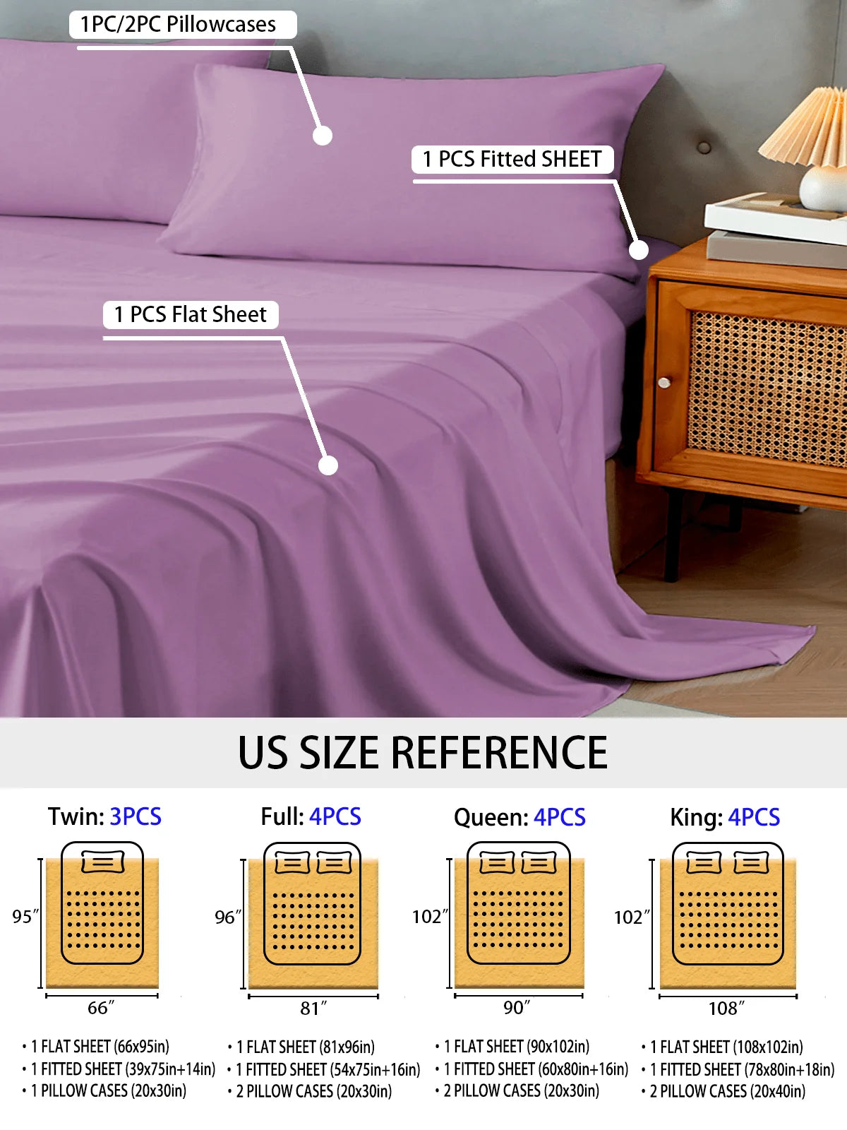 3/4 Piece Home Bed Sheet Set, Soft, Cooling, Comfortable And Breathable Bedding Set, Hotel Luxury Home Summer Bedding Sheets Twi