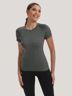 Women's 4Pcs Crew Neck Short Sleeve Tees Set: Tight Fit Casual Workout Tops for Summer & Autumn, Multi-Color