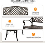 Outdoor Patio, Garden, Yard, Lawn, Entryway, Deck - Anti-Rust Cast Iron & Cast Aluminum Frame, Brown - Ideal for Outdoor Decor