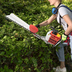 Petrol Hedge Trimmer Machine, 22.5CC 2-Stroke Engine with 27.6 Inch Double-Sided Blade, for Garden Shrub Pruning Yard Landscaping, Heavy Duty Cordless Hedge Cutter with Gloves & Goggles Kit