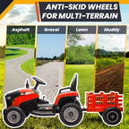 24V Kids Ride On Tractor w/400W Motors, 2-IN-1 Power Tractor Wheels w/Remote Control, Tiltable & Detachable Trailer, Adjustable Seat, Music, 24Volt Ride On Toys Electric Tractor for Kids