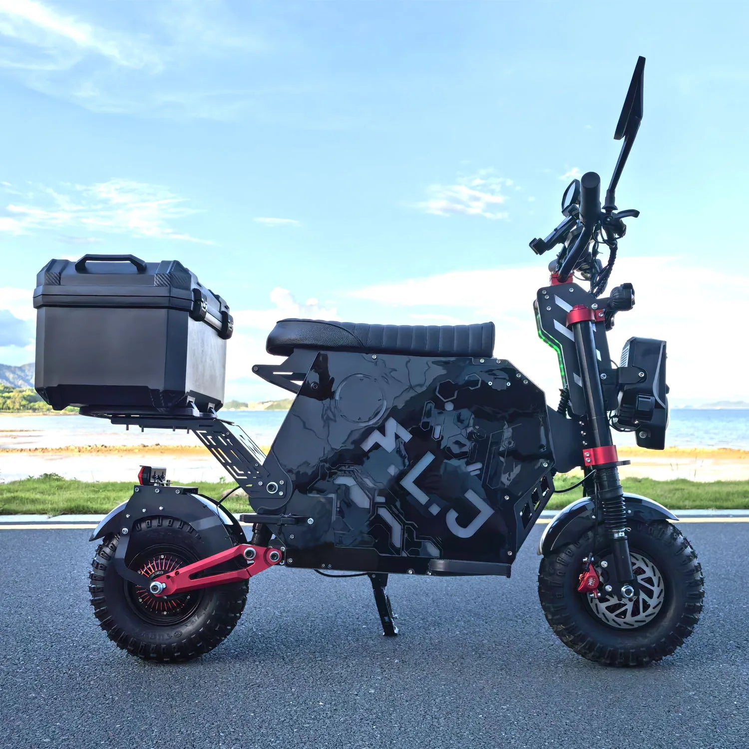 US Stock FLJ Scooter 72V 12000W Electric Scooter with 14 inch Off Road Fat Tire Removable Battery and App Function Scooter