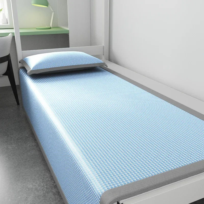 Summer Ice Silk Cooling Pad Breathable Jacquard Mattress Cover with Nonwoven Surface for College Student Dorm Bedroom Cool Sleep