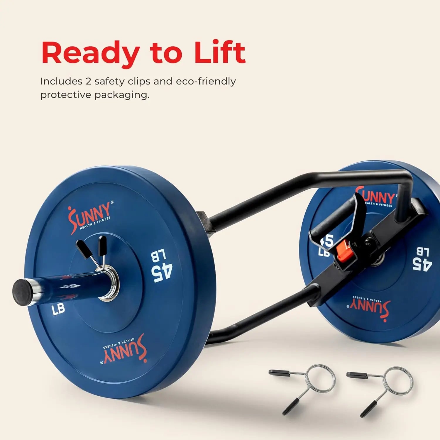 Strength Training in Gym - High - load Capacity 2 - Inch Steel Hex Barbell, Swivel Handles, Safety Clips, Knurled Handles