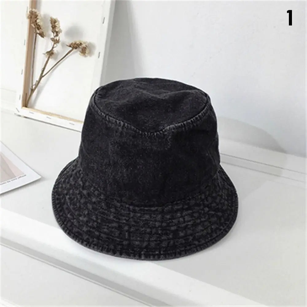 Unisex Cotton Bucket Hats Women Summer Sunscreen Panama Hat Men Denim Fabric Sunbonnet Outdoor Fisherman Hat Beach Cap