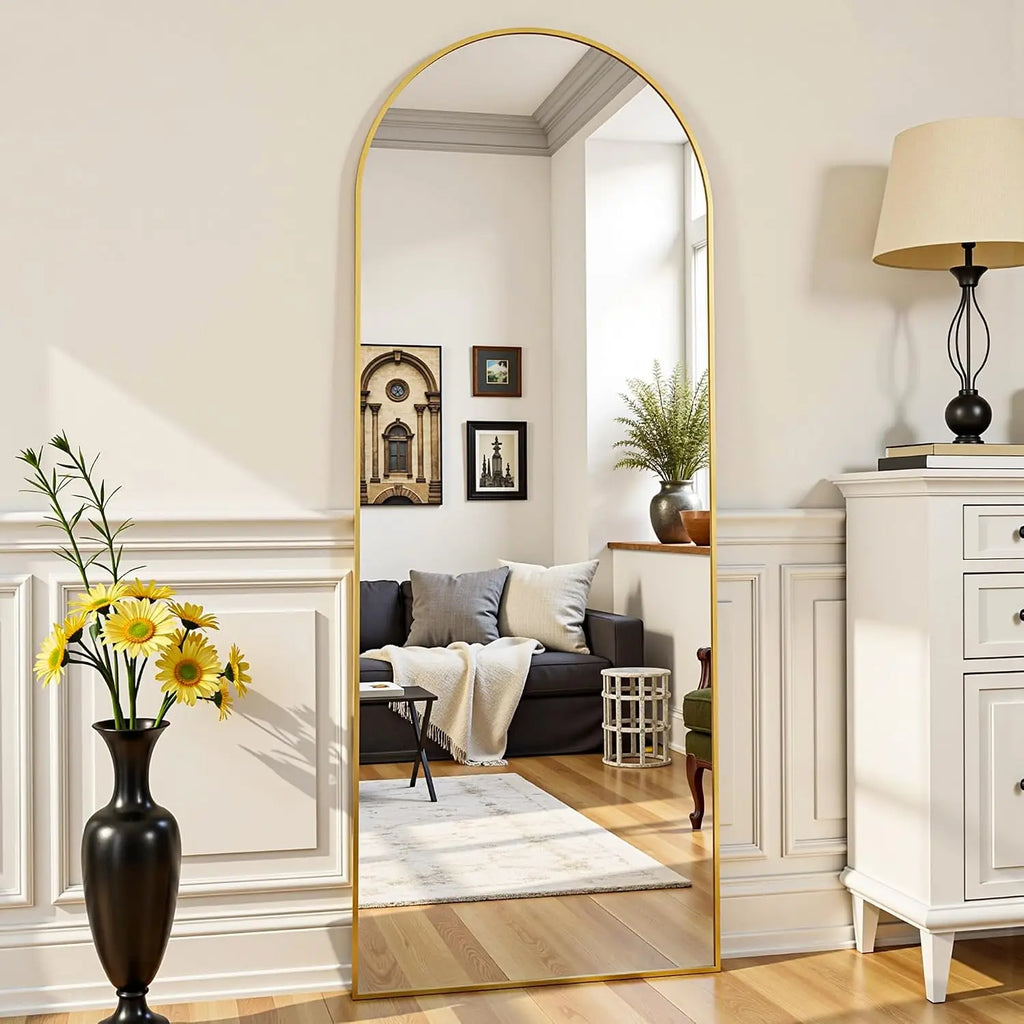 Arched Full Length Mirror 58 x 18 Inch, Full Body Mirror with Stand, Standing Hanging or Leaning Against Wall,, Customized