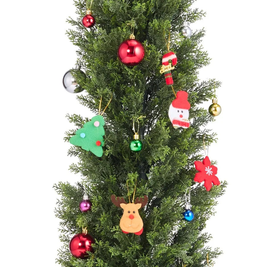 Artificial Topiary Cedar Trees 60 inch 2 Set Faux Pine Shrubs Plants Fake Silk Tree Look Real Easy Assembly for Decor Front Por