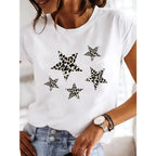 【New Arrival】Women's White Dragonfly Print Tee Let It Be Summer Casual Top
