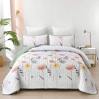 3 Pieces  Yellow Flower Quilt Set Twin Full Queen King Size, Paisley Patchwork Plaid Bedspread Bedding Sets  Coverlet Set.