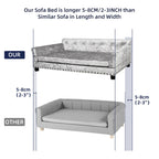 Deluxe Silver Dutch Velvet Dog Couch Bed Sofa with Removable Cushion for Medium to Large Dogs Comfortable Upholstered Pet Sofa