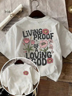 Oversized White Floral Graphic T-Shirt For Women Casual Loose Fit Summer Streetwear