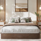 Queen Bed Frame, Wood Platform Bed with Sturdy Wooden Slats, Modern Minimalist Design, No Box Spring Needed, Easy Assembly, Walnut