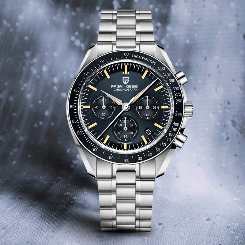 PAGANI DESIGN 2026 New Moon Watch Retro Luxury Quartz Watches For Men Stainless steel Luminous waterproof Sport Chronograph Man