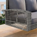 Outdoor Wooden Porch Daybed Swing, Patio Garden Swing Bench, Gray 69