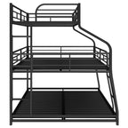 Black Twin XL Full XL Queen Triple Bunk Bed with Long Short Ladder and Full Guardrails