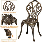 Patio Bistro Sets 3 Piece, Outdoor Rust-Resistant Cast Garden Table and Chairs, Bronze