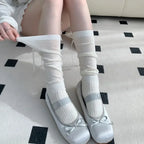 1/2/5 Pairs Lolita Long Socks Women Summer Ultra Thin Breathable Bandage Ribbon Bow Sweet Girls JK Style Black White Stockings