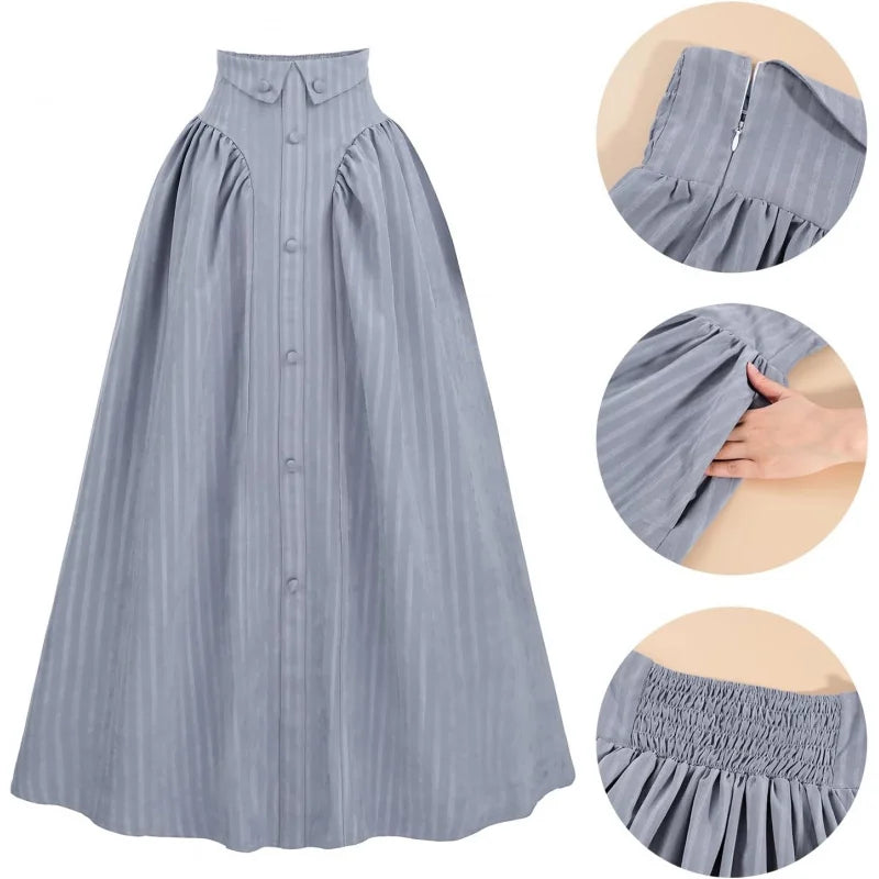 Victorian Dress for Women Edwardian Renaissance Costume Medieval Vintage 1800s Blouse Dresses 2 Piece
