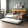 Sturdy Metal Twin Daybed with Trundle, LED & Charging Station, Storage Headboard - Heavy Duty Frame for Living, Bedroom, Guest R