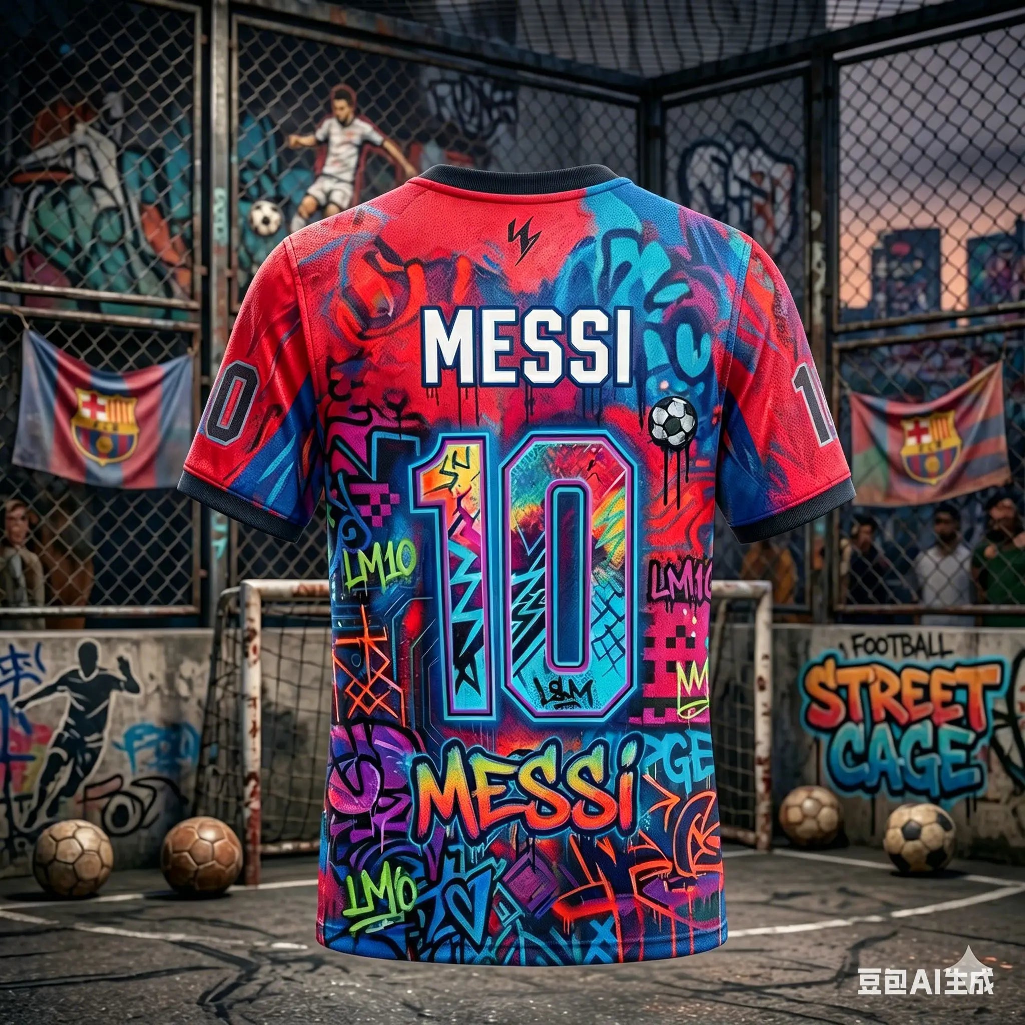 Kids Unisex Argentina Messi #10 Graffiti Soccer T-Shirt Quick Dry Breathable Football Training Jersey World Cup Fan Commemorative Tee