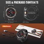 EIGIIS KE5 3ATM Waterproof Smart Watch for Men with LED Flashlight 1.45'' HD Rugged Smartwatch with 530mAh Big Battery