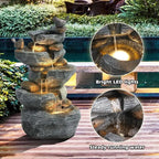 5-Tier Cascading Rock Fountain with 4 LED Lights - Outdoor Waterfall for Garden, Patio, Yard, and Deck Decor