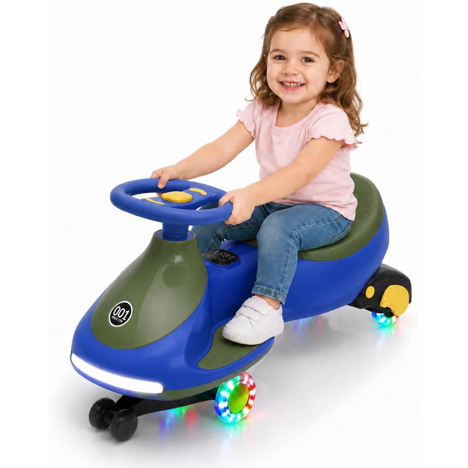 12V Electric Wiggle Car For Kids, 2 In 1 Ride On Swing Car With Pedal, Flashing Wheels Music, Anti-Rollover Toy For Toddlers