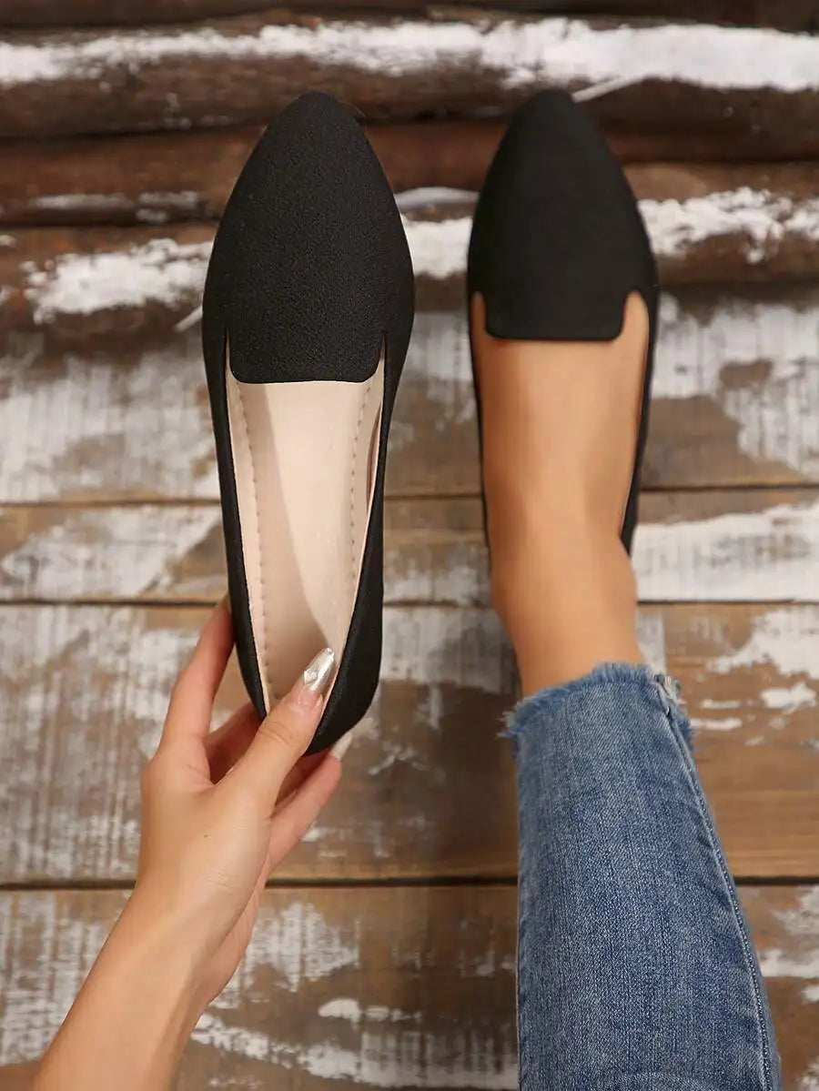 Pink Bowknot Pointed Toe Slip-On Flats For Women Comfortable Casual Summer Shoes